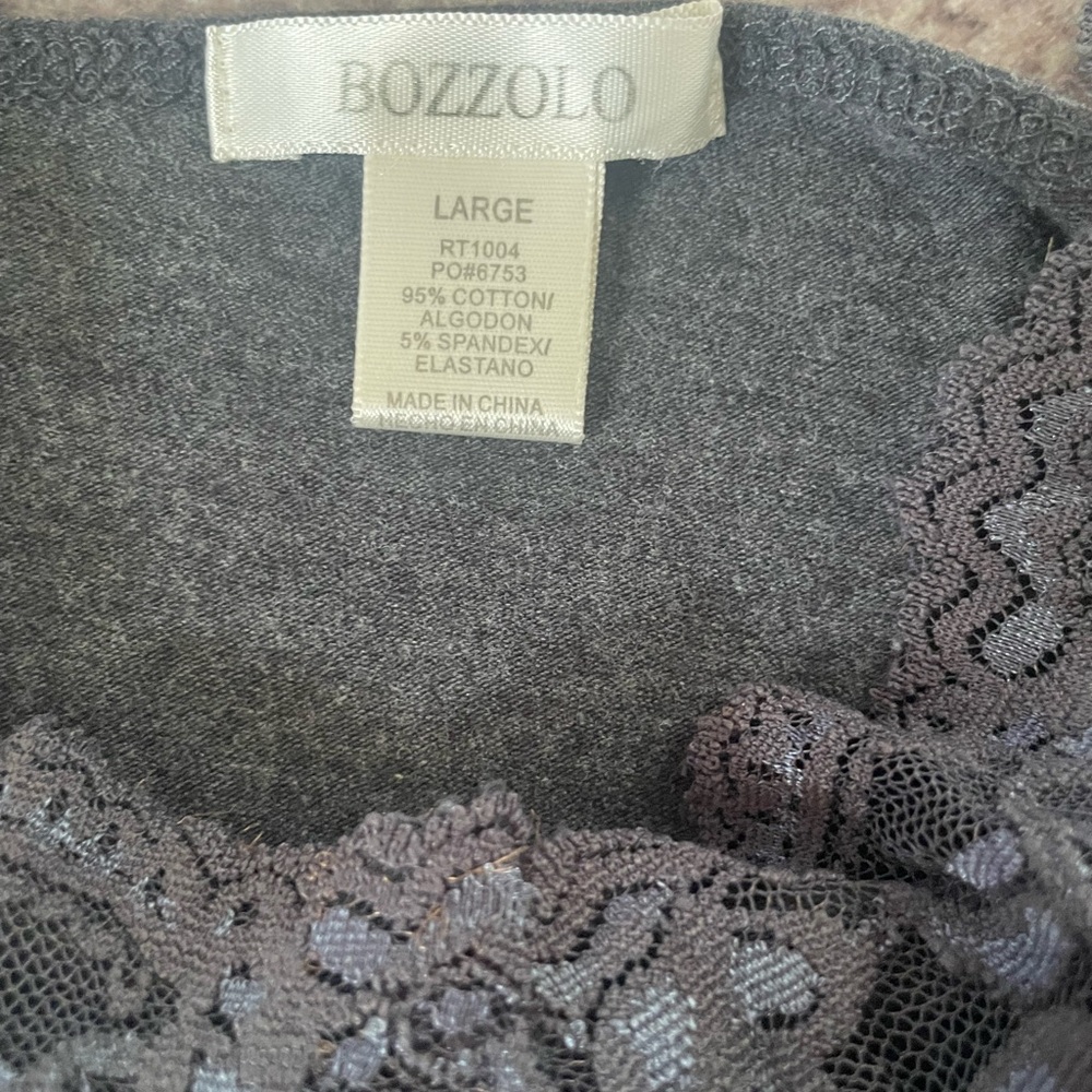 Bozzolo Camisole gray camisole tank top lace trim y2k fitted size large - Picture 2 of 4